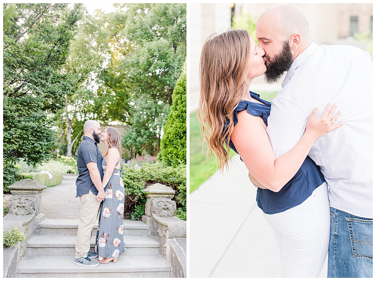A couple kissing for their Madison engagement photos
