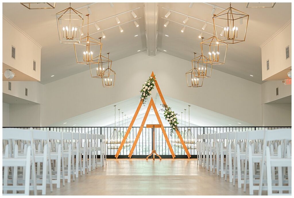 Ceremony decor inside at The Eloise wedding venue in Mt Horeb