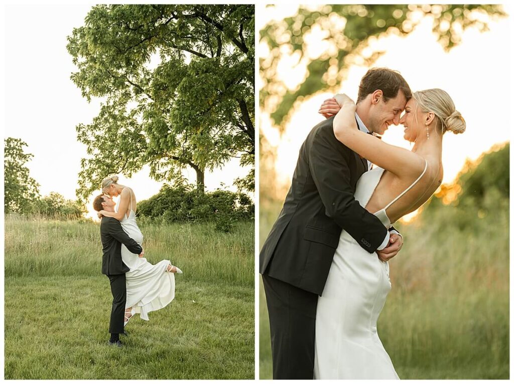 Madison wedding photographers capturing golden light at The Eloise wedding venue
