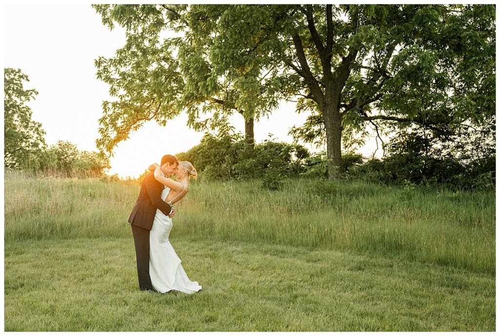 Mt Horeb wedding photographers capturing golden light at a wedding venue in Mt Horeb