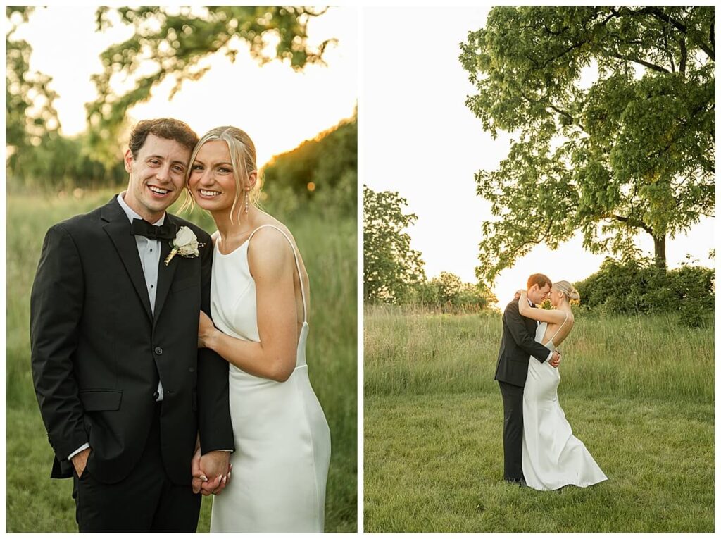 Mt Horeb wedding photographers capturing golden light at The Eloise